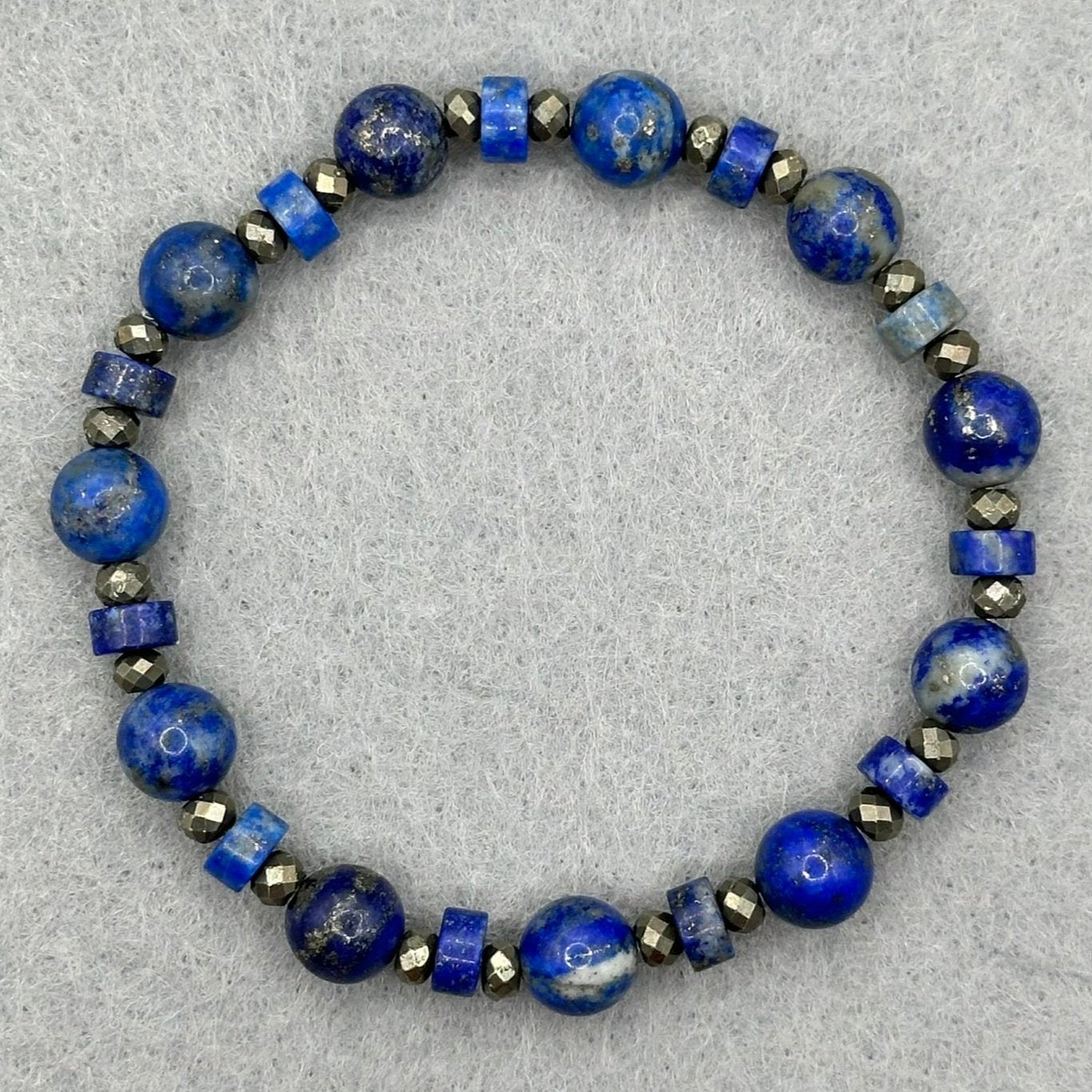 Lapis Lazuli and Pyrite Stretch Bracelet